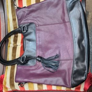 Tignanello Purple Black Leather Bag